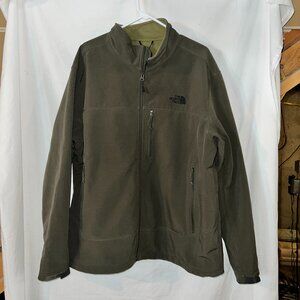 The North Face Northface Mens XXL Dark Olive Green Zip Up Jacket Fleece Lined